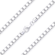 4mm (Gauge 065) Classic Box Link Italian Chain Necklace in Solid .925 Sterling Silver - CLN-BOX1-065-SLP