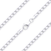 2.5mm (Gauge 240) Rounded Mirror-Box Link Italian Chain Necklace in Solid .925 Sterling Silver - CLN-BOX4-240-SLP