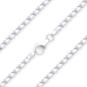 3.5mm (Gauge 300B) Rounded Mirror-Box Link Italian Chain Necklace in Solid .925 Sterling Silver - CLN-BOX4-300B-SLP