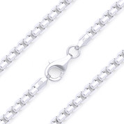 5mm (Gauge 500) Rounded Mirror-Box Link Italian Chain Necklace in Solid .925 Sterling Silver - CLN-BOX4-500-SLP