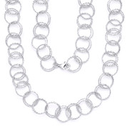15mm Double-Coil Circle Cable Link Italian Chain Necklace in .925 Sterling Silver w/ Rhodium Plating - CLN-CHARM4-15MM-SLW