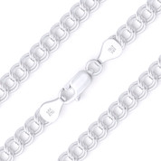 7mm (Gauge 100) Double-Cable Charm Link Italian Chain Necklace in Solid .925 Sterling Silver - CLN-CHARM6-100-SLP