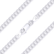 4.3mm (Gauge 060) Double-Cable Charm Link Italian Chain Bracelet in Solid .925 Sterling Silver - CLB-CHARM6-060-SLP