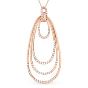 0.85ct Round Cut Diamond Pave Pear-Shaped Loop-Stack Pendant & Chain Necklace in 14k Rose Gold