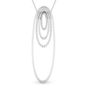 0.43ct Round Cut Diamond Pave Oval-Stack Pendant & Chain Necklace in 14k White Gold