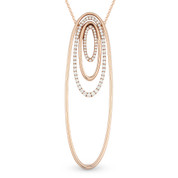 0.43ct Round Cut Diamond Pave Oval-Stack Pendant & Chain Necklace in 14k Rose Gold