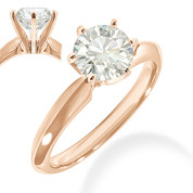 Charles & Colvard® Forever Classic® Round Brilliant Cut Moissanite 6-Prong Solitaire Engagement Ring in 14k Rose Gold - JC-SR 100-MS-14R