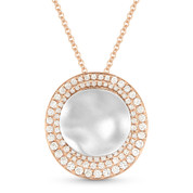 0.51ct Diamond & Hammered Centerpiece Statement Pendant & Chain Necklace in 14k Rose & White Gold