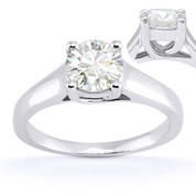 Charles & Colvard® Forever Classic® Round Brilliant Cut Moissanite 4-Prong Trellis Solitaire Engagement Ring in 14k White Gold - US-SR430-MS-14W