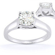 Charles & Colvard® Forever ONE® Round Brilliant Cut Moissanite 4-Prong Trellis Solitaire Engagement Ring in 14k White Gold - US-SR430-FO-14W