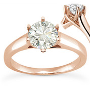 Charles & Colvard® Forever Classic® Round Brilliant Cut Moissanite 6-Prong Trellis Solitaire Engagement Ring in 14k Rose Gold - US-SR6069-MS-14R