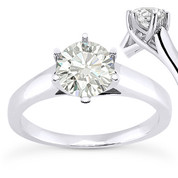 Charles & Colvard® Forever Classic® Round Brilliant Cut Moissanite 6-Prong Trellis Solitaire Engagement Ring in 14k White Gold - US-SR6069-MS-14W