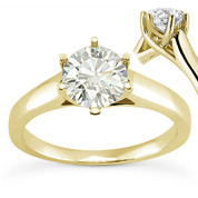 Charles & Colvard® Forever Classic® Round Brilliant Cut Moissanite 6-Prong Trellis Solitaire Engagement Ring in 14k Yellow Gold - US-SR6069-MS-14Y