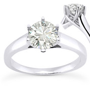 Charles & Colvard® Forever Brilliant® Round Cut Moissanite 6-Prong Trellis Solitaire Engagement Ring in 14k White Gold - US-SR6069-FB-14W