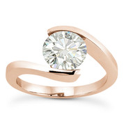 Charles & Colvard® Forever Classic® Round Brilliant Cut Moissanite Bypass Tension-Setting Solitaire Engagement Ring in 14k Rose Gold - US-SR8947-MS-14R