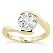 Charles & Colvard® Forever Brilliant® Round Cut Moissanite Bypass Tension-Setting Solitaire Engagement Ring in 14k Yellow Gold - US-SR8947-FB-14Y