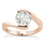 Charles & Colvard® Forever ONE® Round Brilliant Cut Moissanite Bypass Tension-Setting Solitaire Engagement Ring in 14k Rose Gold - US-SR8947-FO-14R