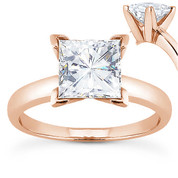 Charles & Colvard® Forever Classic® Square Brilliant Cut Moissanite 4-Prong Solitaire Engagement Ring in 14k Rose Gold - US-SR7287-MS-14R