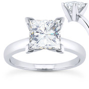 Charles & Colvard® Forever Brilliant® Square Cut Moissanite 4-Prong Solitaire Engagement Ring in 14k White Gold - US-SR7287-FB-14W