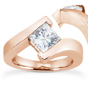 Charles & Colvard® Forever Classic® Square Brilliant Cut Moissanite Bypass Solitaire Engagement Ring in 14k Rose Gold - US-SR8168-MS-14R