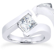 Charles & Colvard® Forever Classic® Square Brilliant Cut Moissanite Bypass Solitaire Engagement Ring in 14k White Gold - US-SR8168-MS-14W