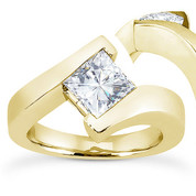 Charles & Colvard® Forever Classic® Square Brilliant Cut Moissanite Bypass Solitaire Engagement Ring in 14k Yellow Gold - US-SR8168-MS-14Y