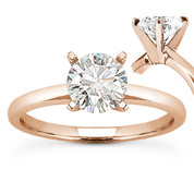 Charles & Colvard® Forever Classic® Round Brilliant Cut Moissanite 4-Prong Solitaire Engagement Ring in 14k Rose Gold - US-SR8099-MS-14R