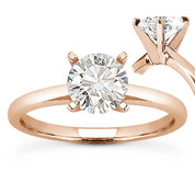 Charles & Colvard® Forever Brilliant® Round Cut Moissanite 4-Prong Solitaire Engagement Ring in 14k Rose Gold - US-SR8099-FB-14R