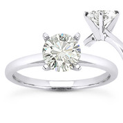 Charles & Colvard® Forever ONE® Round Brilliant Cut Moissanite 4-Prong Solitaire Engagement Ring in 14k White Gold - US-SR8099-FO-14W