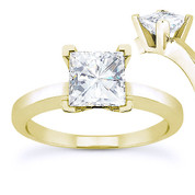 Charles & Colvard® Forever Brilliant® Square Cut Moissanite 4-Prong Solitaire Engagement Ring in 14k Yellow Gold - US-SR8188-FB-14Y