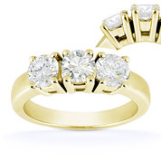 Charles & Colvard® Forever Classic® Round Brilliant Cut Moissanite 4-Prong Basket 3-Stone Engagement Ring in 14k Yellow Gold - US-TSR2091-MS-14Y