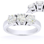 Charles & Colvard® Forever Brilliant® Round Cut Moissanite 4-Prong Basket 3-Stone Engagement Ring in 14k White Gold - US-TSR2091-FB-14W