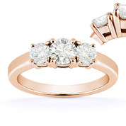 Charles & Colvard® Forever Brilliant® Round Cut Moissanite 4-Prong Basket 3-Stone Engagement Ring in 14k Rose Gold - US-TSR2419-FB-14R