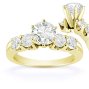 Charles & Colvard® Forever Classic® Round Brilliant Cut Moissanite 5-Stone Engagement Ring in 14k Yellow Gold - US-SSR2139-MS-14Y