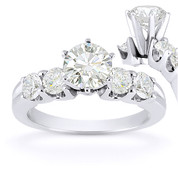 Charles & Colvard® Forever Brilliant® Round Cut Moissanite 5-Stone Engagement Ring in 14k White Gold - US-SSR2139-FB-14W