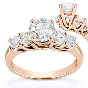 Charles & Colvard® Forever Brilliant® Round Cut Moissanite 5-Stone Trellis Engagement Ring in 14k Rose Gold - US-SSR2722-FB-14R