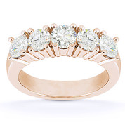 Charles & Colvard® Forever ONE® Round Brilliant Cut Moissanite 5-Stone Wedding Band in 14k Rose Gold - US-WR145-5-FO-14R