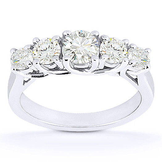 Weding Band Diamond Rings 5 Stone Anniversary Trellis Style 1.10 CT TW 14K  White Gold (G,VS1) - Walmart.com