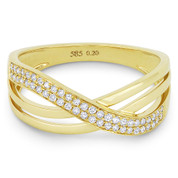 0.20ct Round Brilliant Cut Diamond Right-Hand Overlap Arch Ring in 14k Yellow Gold