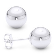 Polished Lightweight Hollow-Ball Bead Pushback Stud Earrings in 14k White Gold - ES013-14KW