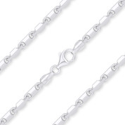 2.8mm (Gauge 012) Heshe Link Bar Italian Chain Necklace in .925 Sterling Silver - CLN-BAR2-012-SLP