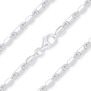 3.5mm (Gauge 014) Heshe Link Bar Italian Chain Necklace in .925 Sterling Silver - CLN-BAR2-014-SLP