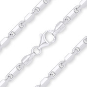 4mm (Gauge 018) Heshe Link Bar Italian Chain Necklace in .925 Sterling Silver - CLN-BAR2-018-SLP