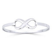 Infinity Symbol / Figure 8 Charm Bangle Bracelet in Solid .925 Sterling Silver - ST-BG007-SL