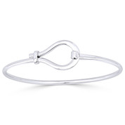 Freeform Loop Charm Bangle Bracelet in Solid .925 Sterling Silver - ST-BG019-SL