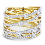 0.63ct Round Cut Diamond Pave Overlap Loop Right-Hand Wrap Ring in 14k Yellow & White Gold - AM-DR13279