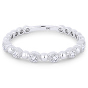 0.18ct Round Cut Diamond Milgrain Bezel Stackable Anniversary Ring / Wedding Band in 18k White Gold - AM-DR13392