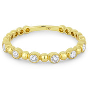0.18ct Round Cut Diamond Milgrain Bezel Stackable Anniversary Ring / Wedding Band in 18k Yellow Gold - AM-DR13393