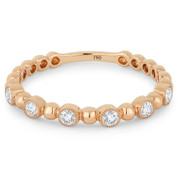 0.18ct Round Cut Diamond Milgrain Bezel Stackable Anniversary Ring / Wedding Band in 18k Rose Gold - AM-DR13394