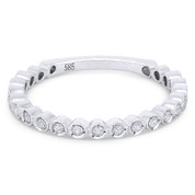 0.15ct Round Cut Diamond Milgrain Bezel Stackable Anniversary Ring / Wedding Band in 14k White Gold - AM-DR11649